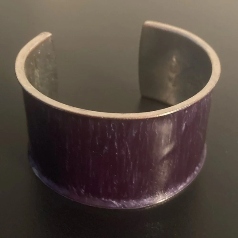 Silver tone and purple bracelet